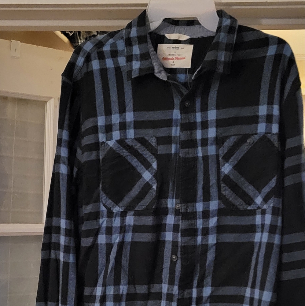 Drak blue soft flannel.